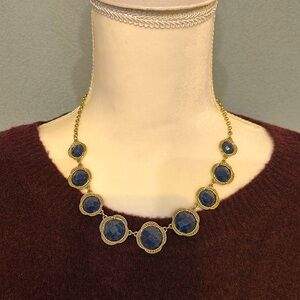 🌸NWOT Gold and Navy Necklace 18 inches total length 9 inch sides Never worn